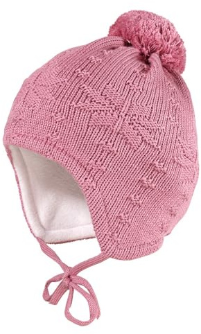 maximo MINI-Mütze ausgenäht, Futter Struktur Norwegerstern, großes Pompon