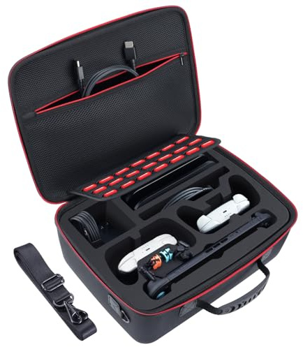 Migitec Hard Case Compatible with Nintendo Switch 2 (2025), Protective Travel Bag for Switch 2 Console, Dock, Up to 2 Pro Controllers, Joy-Con Grip, Power Adapter, 21 Games and Cables