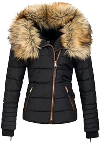 Pufferjacka Dam Cropped Zip Up Quiltade jackor Fuskpälsslagslag Sherpafodrad Parkajacka Vinter varm kappa med huva