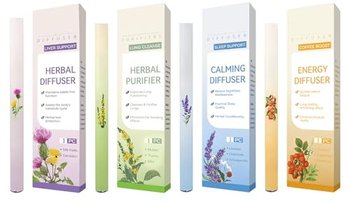 4 x HE-rbal diffusor penna – kungsinhalator, H-erbal diffusor penna med extrakt av mullein lungrengöring renare bärbar atomiserande luftfräschare för lungrengöring och andningsstöd