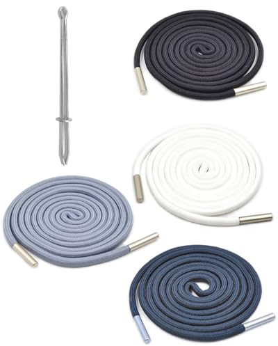 HUVZOR 4 Pezzi Cotone Cordoncino di Ricambio con Coulisse, Laccio Elastico Universale per Pantaloni Tuta Felpe con Cappuccio, 1 Infila Cintura, Poliestere, 140cm