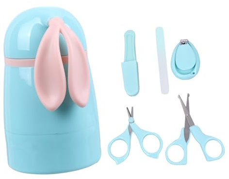 LOORGVEL Juego de 5 Piezas Kit de Manicura y Cortauñas para Bebés, Set de Cuidado de Uñas Seguro, Ligero y Portátil, Color Azul, Adecuado para Recién Nacidos y Niños Pequeños
