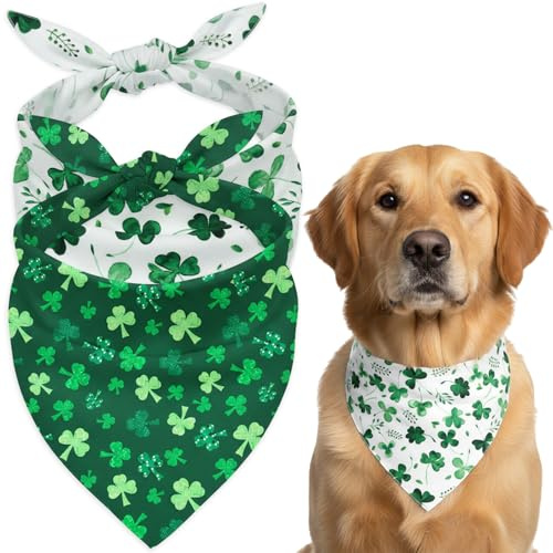 St Patricks Day Dog Bandana Scarf Decoration Saint Patricks Dog Bandana and dog Scarf Shamrock Design 40x40x60 cm Puppy bandana for Small Medium Large Dogs Holiday Party Decorations
