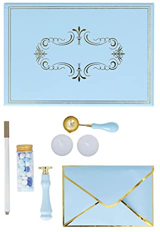 DANAIXZ Kit de sellos de cera, estilo vintage, hecho a mano, juego de cera para sellar letras con mango de madera, sello de aleación, varillas de cera para pintura de fuego, para m
