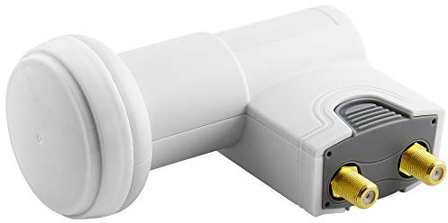 Récepteur Satellite Twin LNB Universel numérique avec 2 fiche F pour raccordement Direct de 2 récepteurs Satellite/Convient pour SD HD FullHD 3D 4 K UHD/Blanc