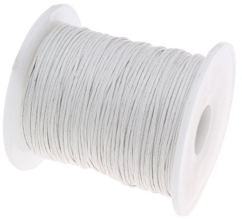 Perlin Cordón de algodón encerado para joyas, hilos de cera, hilo de algodón, cinta de cera, cuerda de perlas para fabricación de joyas, color blanco, 1 mm, 75 metros, C163