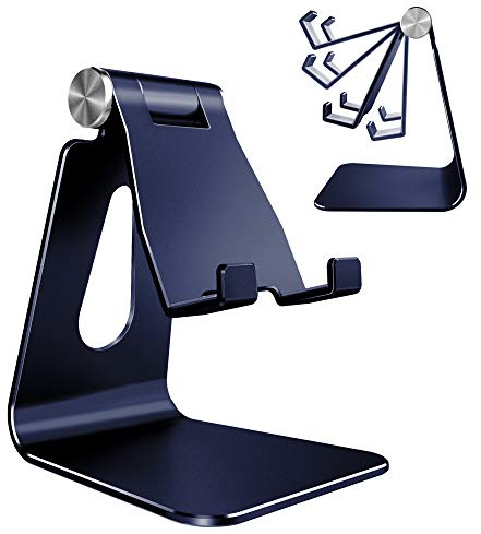 Lucrave Handy Ständer, Verstellbare Aluminium Handyhalterung Schreibtisch Zuhause Büro für iPhone 17 16 15 14 13 12 Pro Max Plus Mini XR XS X SE, Samsung Galaxy S24 S23 Ultra, Smartphone, Navy Blau