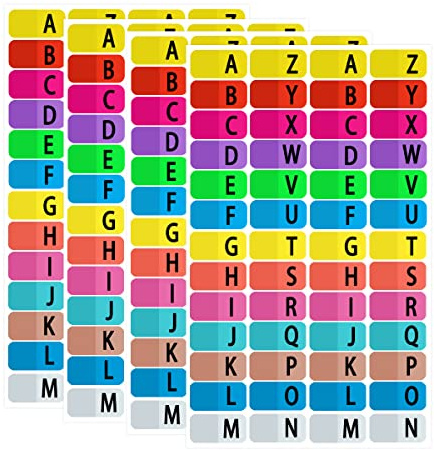 YOUOK Etichette adesive con indice dell'alfabeto, divisori A-Z per raccoglitori a 3 anelli, linguette dell'alfabeto, indice divisori per quaderni, pagine e rubriche (208 pezzi)