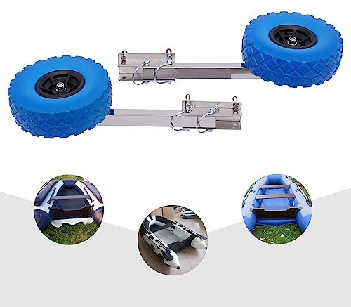 banborba Edelstahl Schlauchbooträder, Slipräder Heckräder Transporträder für Schlauchboot, bis 150 Kg Belastung, Blau
