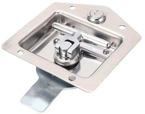 Serrure à Montage encastré, Loquet de Boîte à Outils, Loquet de Porte de Remorque, Loquet de Poignée en T, Camping-car, Camion, Boîte à Outils en Acier Inoxydable avec 2 Clés