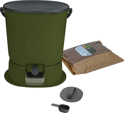 Compostador Bokashi Essential 15,3L +1kg Brain+Base-Olive