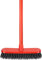 HOMESHOPA Heavy Duty Outdoor Broom Stiff Bristle Brush Head with Handle, Red Hard Bristle Sweeping Yard Brush Floor Scrubbing Cleaning Gardens Driveways Wood Stone Tile Warehouse Leaves Lawn
