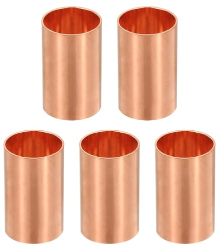 PATIKIL 3/4 Copper Coupling Fittings with Sweat Ends, 5 Pcs Straight Copper Pipe Fitting Coupler Without Stop Solder Connection Welding Joint Connector for HVAC Air Conditioning