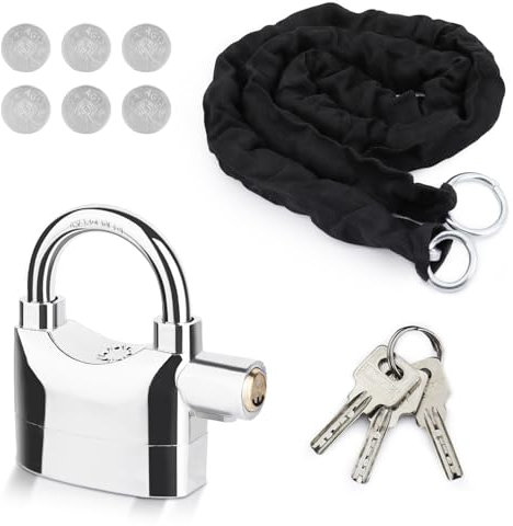 Fahrradschloss mit Alarm 110dB Fahrrad Schloß Fahrradschloss Lang 1.5m Kettenschloss Fahrrad Motorrad Schloss, fahrrad kettenschloss Hohe Sicherheit Kette mit 3 Schlüssel für Motorrad, Rad, Tür, Grill