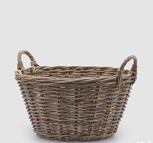 EDG Enzo De Gasperi Cesto Rattan Rotondo Svasato H 26 Cm D 50 Cm Light Grey