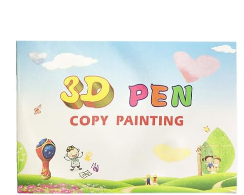 Colouring Book 3D Printing Pen, 3D Printing Drawing Book Paper Graffiti Template 3D Pen, Reusable 40 Patterns Template with 2 Clear Plates Drawing Stencils for Children