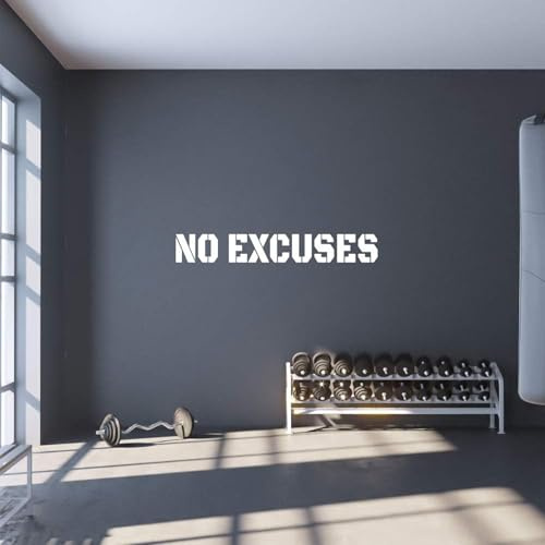 Wasise Gym Wall Art - Decorazione per palestra domestica, poster con lettere NO Excuses, cartelli motivazionali da parete, adesivi ispiratori per allenamento fitness, impermeabili e durevoli, design