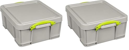 Really Useful Box Plastic Storage 18 Litre Recycled Dove Grey (Pack of 2)
