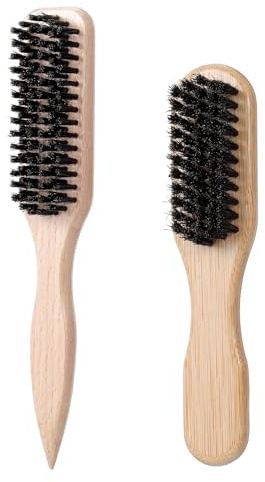 2 Stück Haarbürste, Boar Bristle Brush mit Bambusgriff für Damen, Herren & Kinder, Sanfte Pflege für dünnes & feines Haar, Verbessert Haartextur