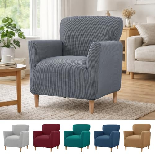 Stretch Sesselbezug mit Armlehnen, Elastische Jacquard Sofaüberzug, Clubsessel Sessel Bezug, Elastischer Strick Spannbezug für Sessel & Polsterstühle, Universelle Passform für Wohnzimmer, Büro