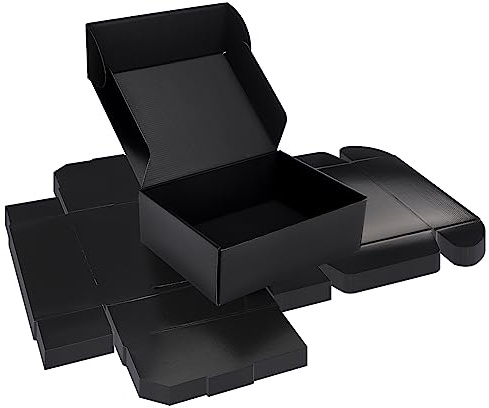 HORLIMER 20 stycken 30,5 x 22,9 x 10,2 cm svarta fraktkartonger, dubbelsidigt tryckta hopfällbara kartonger, stabila förpackningslådor för småföretag