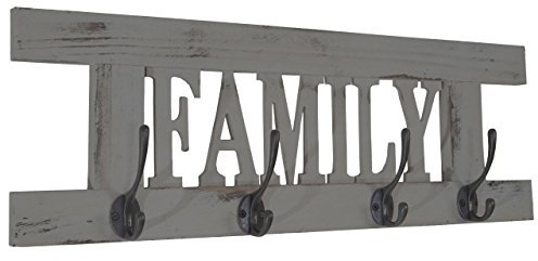Mendler Wandgarderobe HWC-C60 Family, Garderobe Garderobenpaneel, Shabby-Look Vintage 60x21cm - grau, shabby