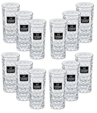 Three Sixty Vodka Glas Gläser-Set - 12x Longdrink-Gläser + Goldberg Intense Ginger 0,15l EINWEG