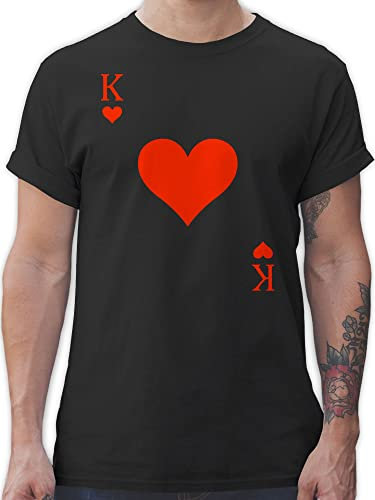 T-Shirt Herren - & Fasching - Herz König Spielkarte I King Queen Kartenspiel Karneval Herzkönig Spielkarte Herzkönig Karte I Poker King of Hearts - L - Schwarz - Gruppen Tshirts faschingsshirt