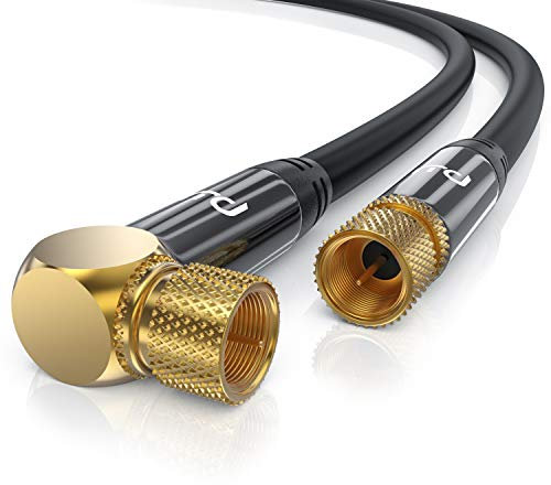 CSL - 1m SAT Kabel HDTV 90 Grad gewinkelt 135dB - Premium SAT Antennen Satellitenkabel F Stecker - TV HDTV Radio DVB-T DVB-C DVB-S DVB-S2 - Abschirmmaß 135db 75 Ohm - Schwarz