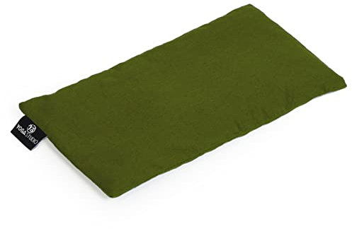 Yoga Studio Augenkissen, Bezug aus 100 % Bio-Baumwolle, geruchloses Leinsamen-Yoga-Kissen, Stressabbau, gewichtete Augenmaske für Yoga, Entspannung, müde Augen und Kopfschmerzen, Olivgrün