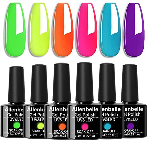 Allenbelle UV Nagellack Set 6 Farben,Gel Nagellack Geschenkset,Shellac Set Uv Gel Nail Art,Soak Off UV LED Gel Nagellack