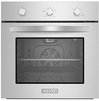 Empava Single Liquid Propane Gas Wall Oven 24 in. 2.3 cu. Ft. Bake Broil Rotisserie Functions with Mechanical Controls and Built-in Timer and Convection Fan in Stainless Steel, Silver