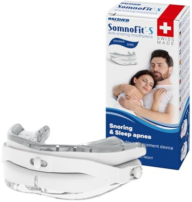Somnofit-S - Protesi Antirussamento - Bite Dentale Flessibile e Termoformabile - Modello Brevettato, Grande Comodità - Ortesi Mandibolare Prodotta in Svizzera