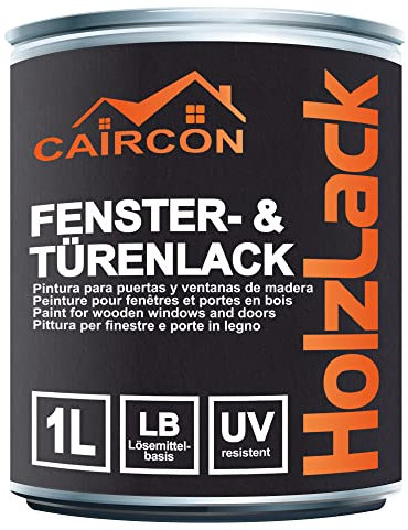 CAIRCON Fensterfarbe & Türlack – Wetterfeste Lackfarbe für Holz, Metall & Kunststoff – Schwarz 750ml