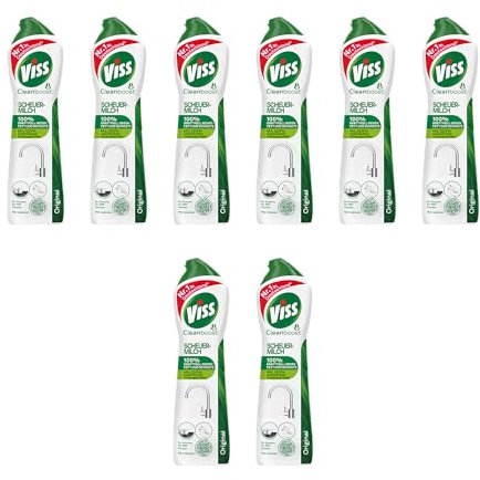 8x Viss Scheuermilch Original effektives Reinigungsmittel 100% kraftvoll gegen Fett und Schmutz mit 100% natürlichen Reinigungspartikeln 500 ml