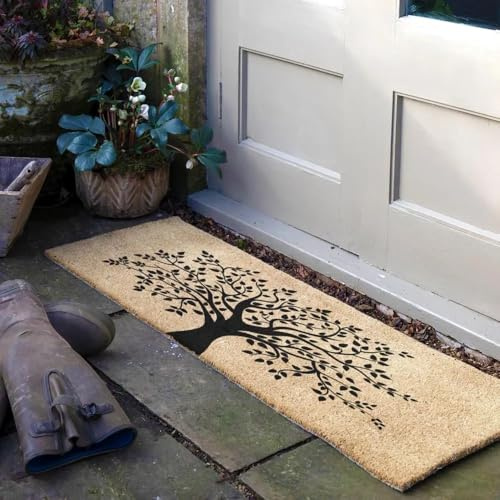 Artsy Mats - Tree of Life Harmony Double Door/Patio Coir Door Mat - Made from Tufted Coconut Fibre - Non-Slip Natural Rubber Backed Door Mats Indoor - Decorative Outdoor Mats, (120x40cm)