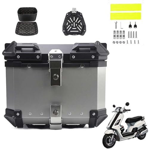 Motorcycle Top Box for 750 XADV X-ADV 750 XADV750, Aluminum Waterproof Top Box Motorcycle for Storage Helmet Luggage with Security Lock Motorbike Top Case,36L-Silver