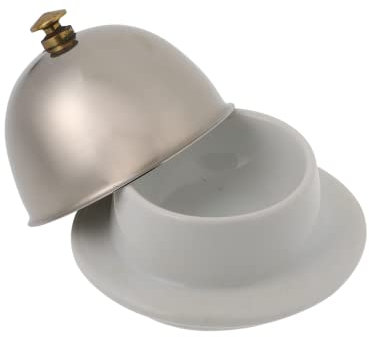 FUNOMOCYA Portaburro Con Coperchio in Ceramica e Acciaio, Piatto e Vassoio Per Dessert Con Funzione Di Conservazione Del Calore, Adatto Per Ristoranti e Sale Da Pranzo