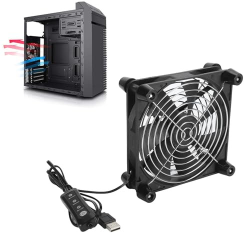 Ventilador con Cubierta para Computadora de 140 Mm, Ventilador Enfriador con Caja de 2800 RPM Alimentado por USB de 3 Velocidades, 5 V, Ventilador Silencioso para Computadora