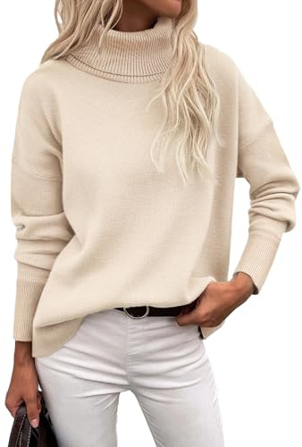 Zeagoo Jersey de Cuello Alto para Mujer Otoño Cálido Sueter Invierno Pullover Largo Elegante Casual Punto Sweater