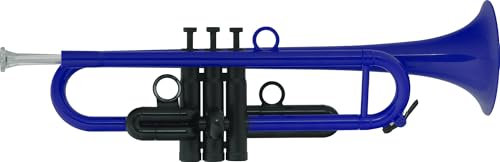 Classic Cantabile MardiBrass ABS Kunststoff Trompete - Blasinstrument - Perinet-Ventile - 450g leicht - Inkl. 2 Mundstücke, Gigbag & Ersatzventilen - Blau - Musikinstrument für Kinder und Erwachsene