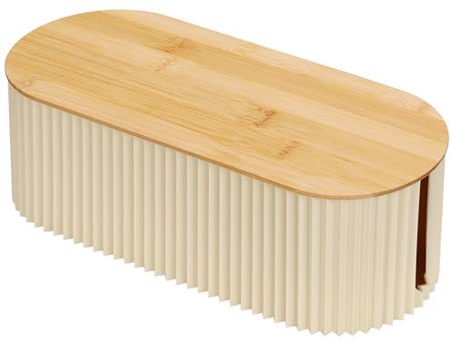 BEZORR Cable Tidy Box, Cables management box, Cable organisers with Bamboo Lid for Hiding Messy Cables Wire Management -white