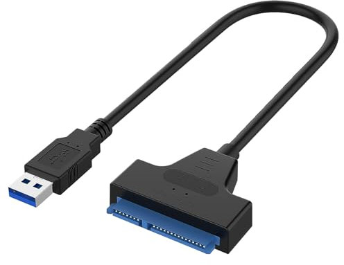 BORDEAG Cavo SATA USB adattatore per dischi rigidi SATA, adattatore SATA, funzione di backup con un tasto, USB universale, con adattatore di alimentazione 12 V 2 A