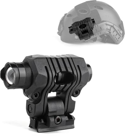 GLECTICAL Torcia Tattica da Casco, 120 Lumen Mini Torcia Tattica con Luce Forte/Bassa/Stroboscopica, adatta al Casco Arc Rail