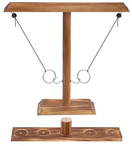 Ring Toss Game Hook and Ring for Kids Adults, Wooden Handmade Drinking Games with Shot Ladder, Outdoor Indoor Loop Throwing Hooks Party Decoration for Yard Games, pub, Family (2 players)