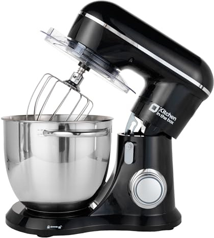 Kitchen in the box Stand Mixer, 6.5QT Electric Food Mixer, 10 Speeds 3-IN-1 Kitchen Mixer for Daily Use with Egg Whisk,Dough Hook,Flat Beater (Black)