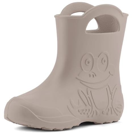 Ladeheid Eva federleichte Kinder Gummistiefel für Jungen und Mädchen Regenschuhe LA-CA-01 Hellbeige, 24/25 EU