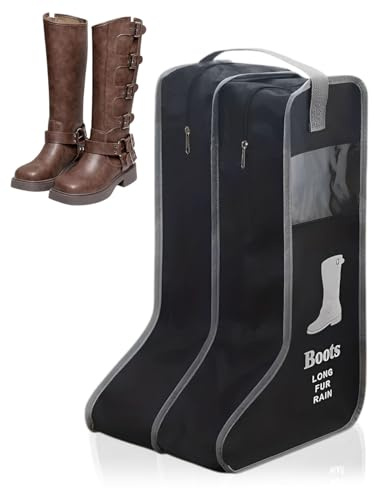 SCJJZ Bolsa para Botas de Equitación, Portátil, portabotas,porta botas futbol,Con Asa y Cremallera, a Prueba de Polvo, para Almacenamiento y Viaje de Zapatos, Botas Altas(Negro)