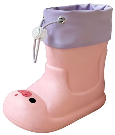 Generisch Stivali di gomma leggeri per bambini, antiscivolo, motivo cartoni animati, colorati, in PVC, suola antiscivolo, impermeabili, per bambini e bambini in età prescolare da 2 a 11 anni, Colore