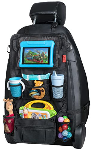 Lusso Gear Heavy Duty Back Seat Car Organizer Extra Large for Protection, Sag Proof & Reinforced Corners, Protects iPad & Backseat, 12 Versatile Car Seat Organizer Storage Compartments (Black)